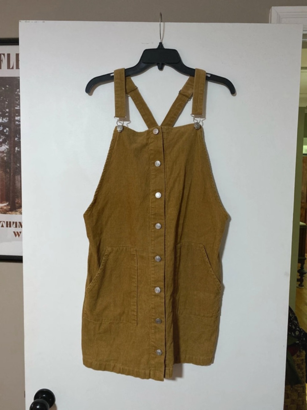 Corduroy Button-Front Pinafore Dress